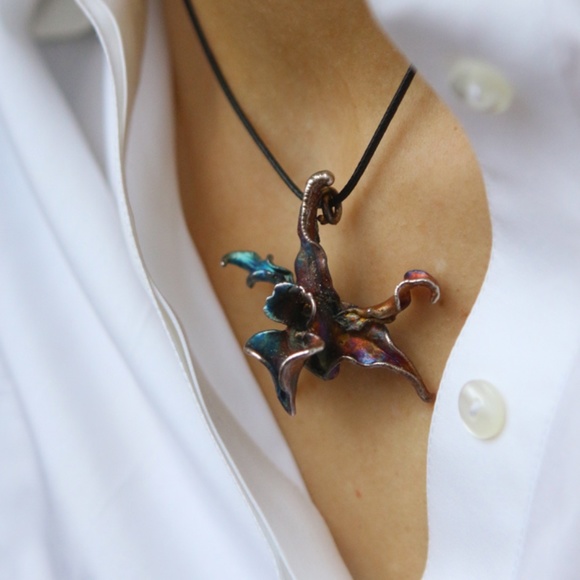 Pendant in silver ,Orchid